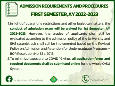 cvsu portal indang|Admission Requirements and Procedures for First Semester, AY 2022.
